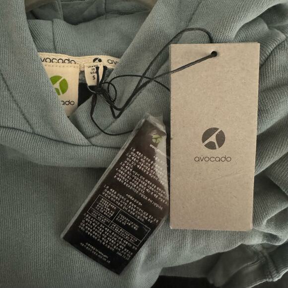 Avocado Lace Up Sleeve Hooded Sweatshirt in Light Blue - Picture 5 of 5